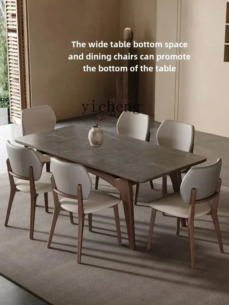 CZ-1   rock slab solid wood dining table household modern simple light luxury rectangular dining table and chairs