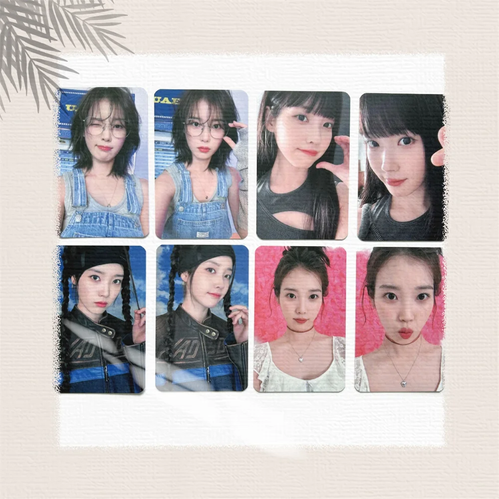 8PCS/SET Kpop Idol IU LeeJiEun Photo Card LOMO Card Double Sided Printed Waterproof Film Postcards Gift Fans Collection