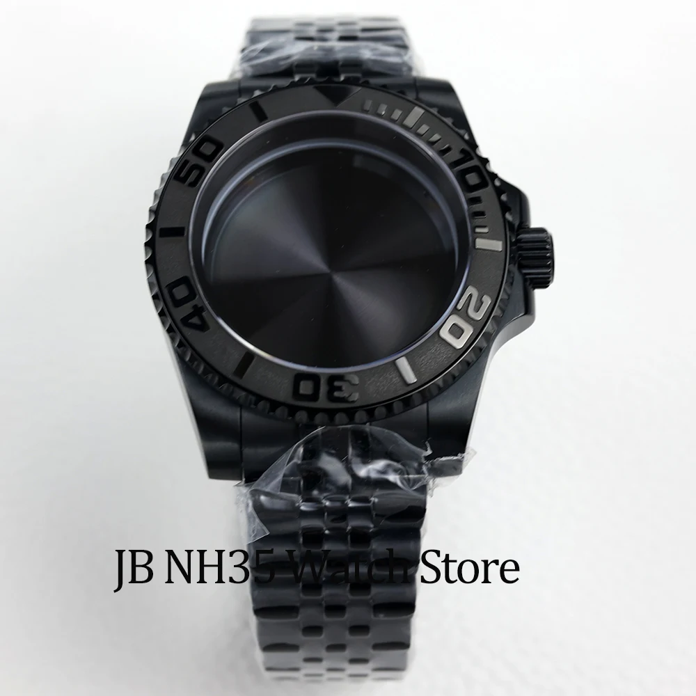 Casing jam tangan tahan air hitam 40mm NH35, kaca safir cocok dengan gerakan Nh35 Nh36 28.5mm Dial YACHT-casing MASTER jubilee/tali tiram