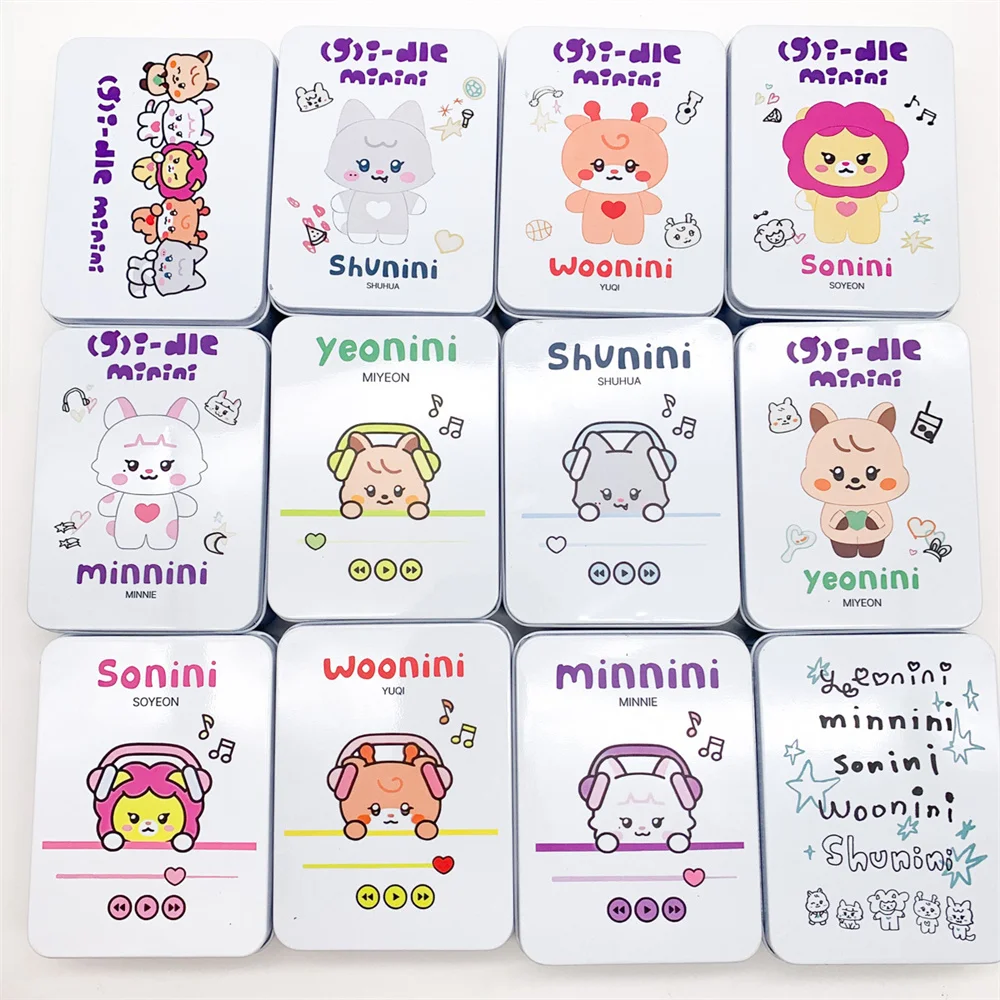 Kpop (G)I-DLE Card Organizer YUQI SOYEON Minnie Miyeon Shuhua Metal Box Cartoon Album Storage Boxes Fans Gift