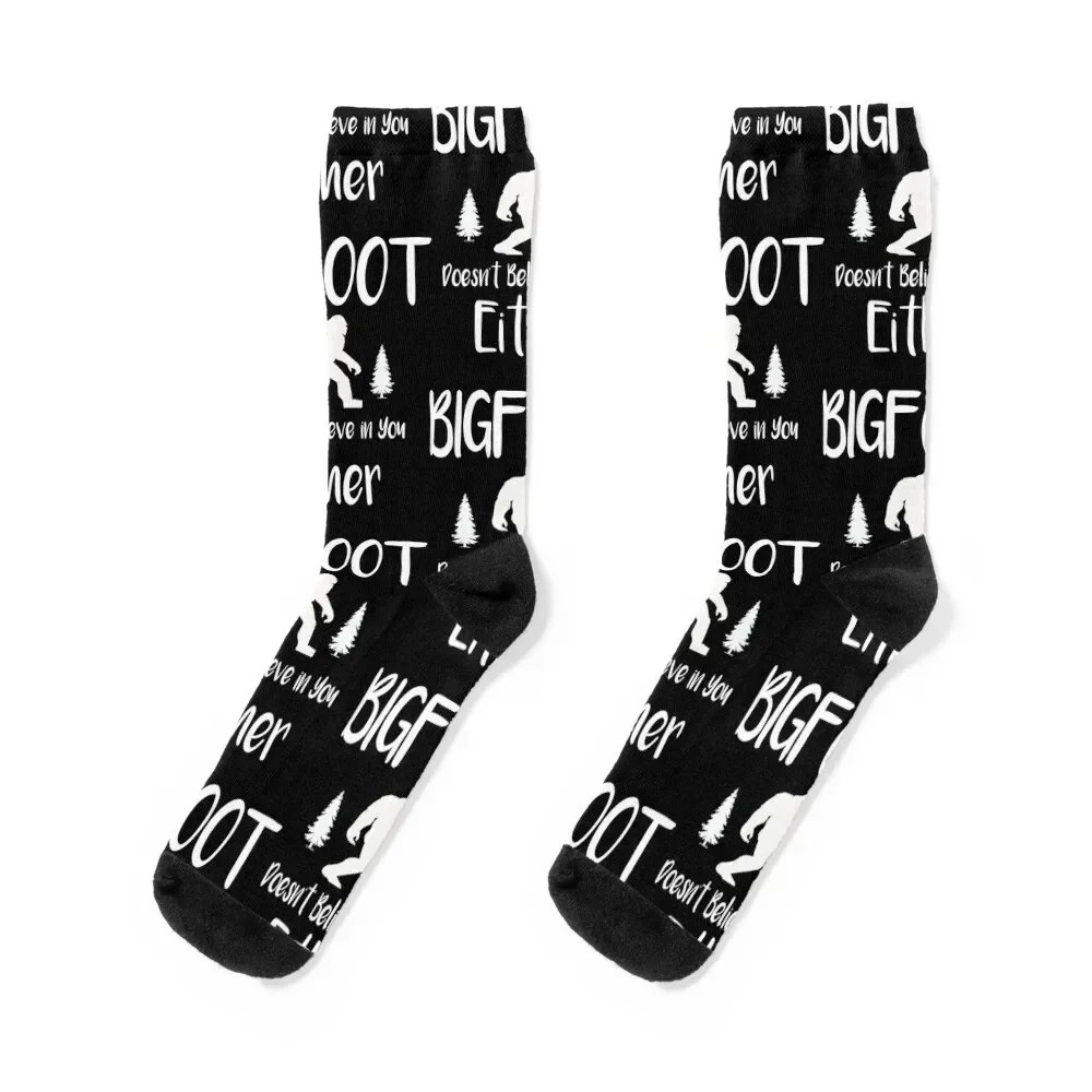 

Bigfoot Doesn’t Believe in You Either Funny Humor Men’s Adult Socks professional running Stockings ankle Socks Men's Women's