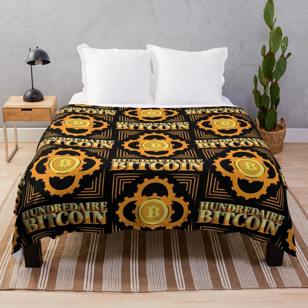 Bitcoin Hundredaire Throw Blanket Plaid on the sofa Sofa Throw Plush Blankets