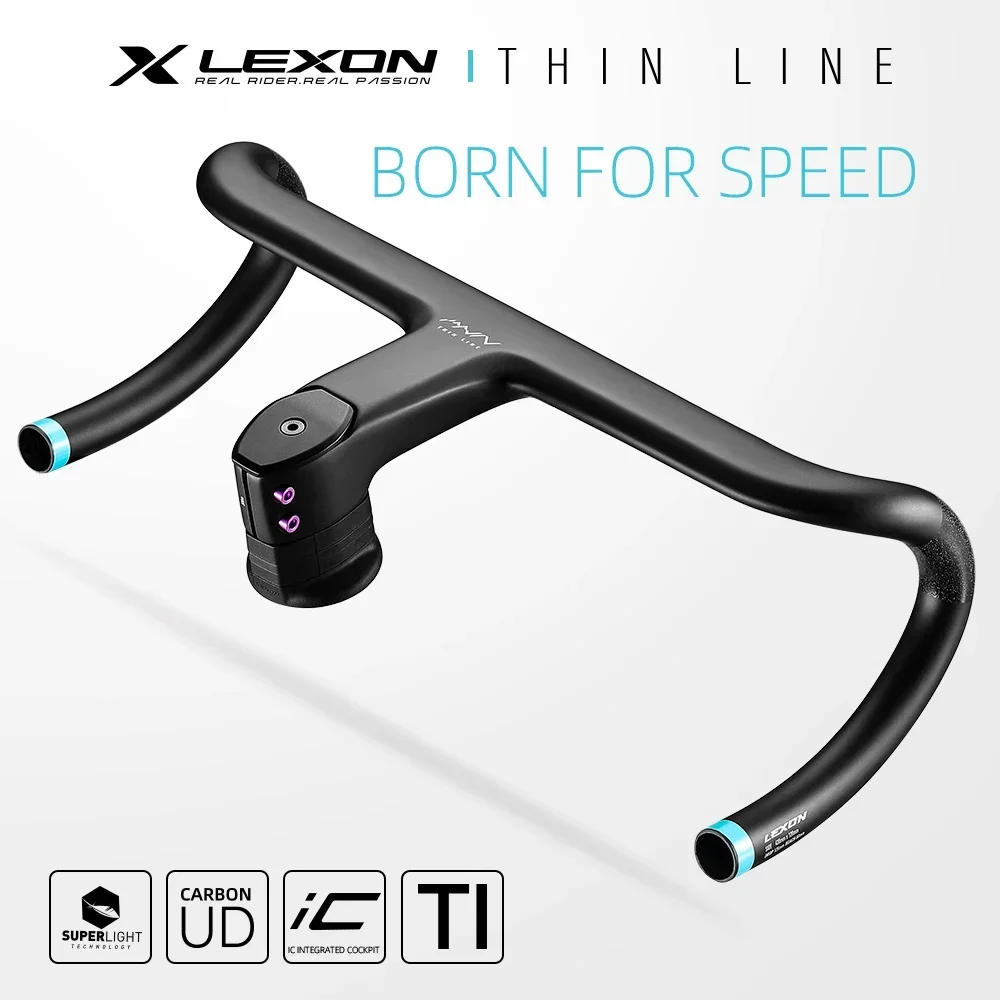 

2025 LEXON Full Carbon Road Integrated Handlebar Ultralight Road Bike Handlebar T1000 Racing Bent Bar Bicycle Accessories 28.6mm