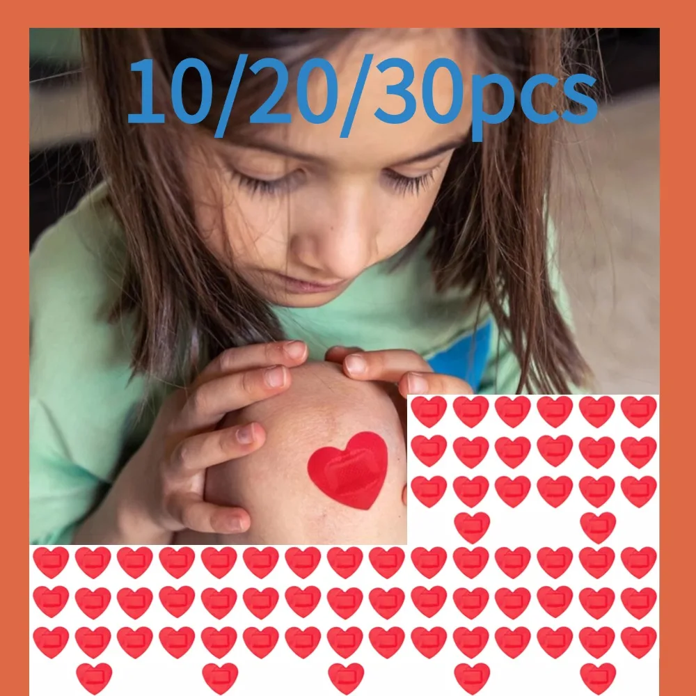 แผ่นปิดแผลรูปหัวใจ 10/20/30 ชิ้น ผ้าพันแผลปฐมพิธีการปฐมพิธีการที่ไม่ใช่ผ้าทอ กันน้ำ สำหรับดูแลแผล