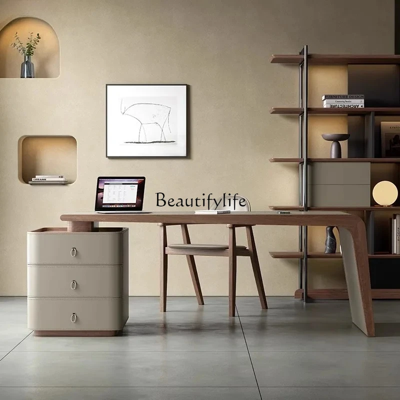 ligero lusso en madera maciza sella scrivania en pelle studio minimalista casa di fascia alta luce lusso moderno