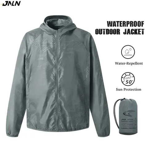 JNLN Men's Women's Waterproof Hiking Jacket Quick Dry Sun Protection Windbreaker Camping Hunting Climbing Outdoor Rain Coat