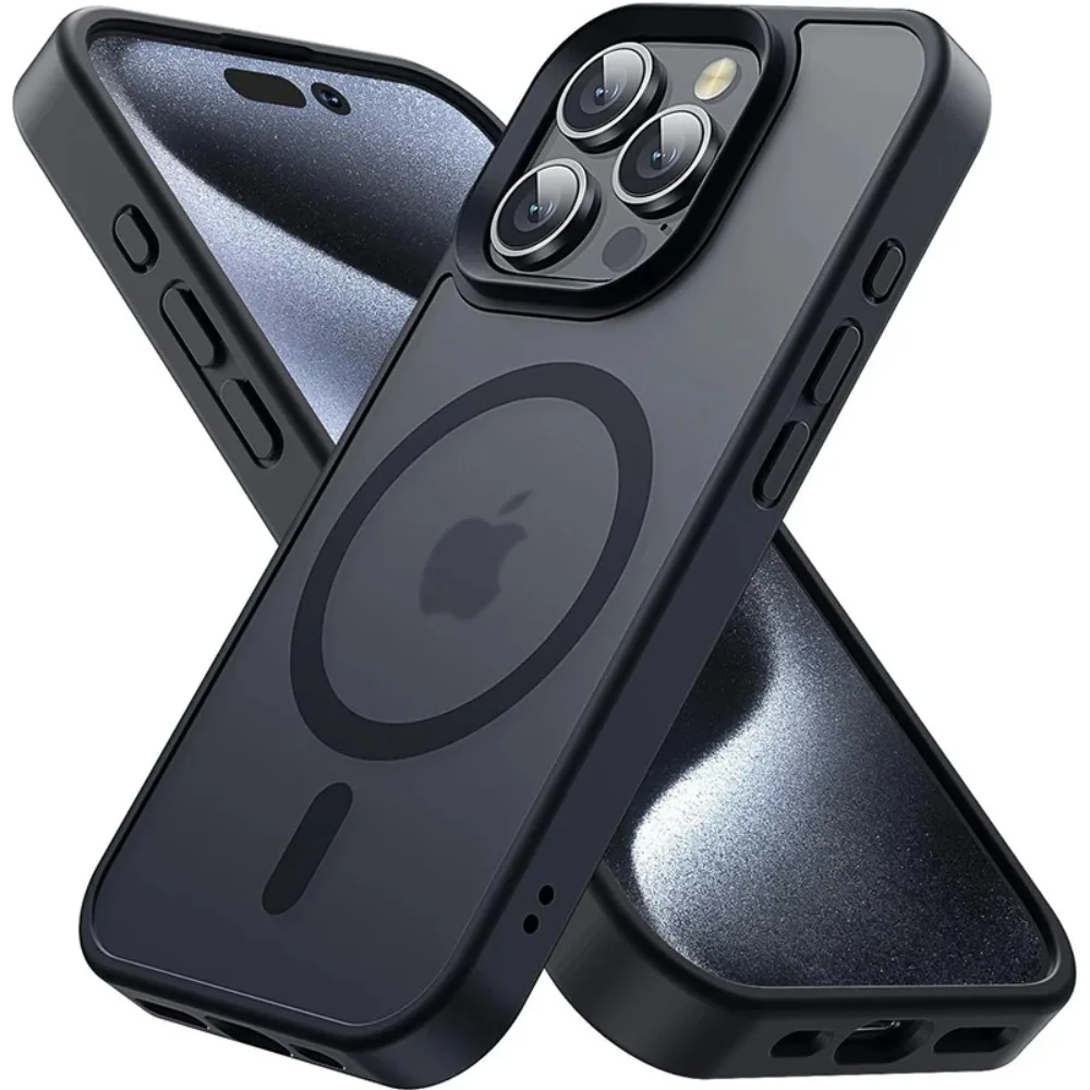 

Матовый магнитный оригинальный чехол для телефона для iPhone 17, 13, 14, 12, 15, 16 Pro Max Plus 11, полупрозрачный чехол для беспроводной зарядки Magsafe
