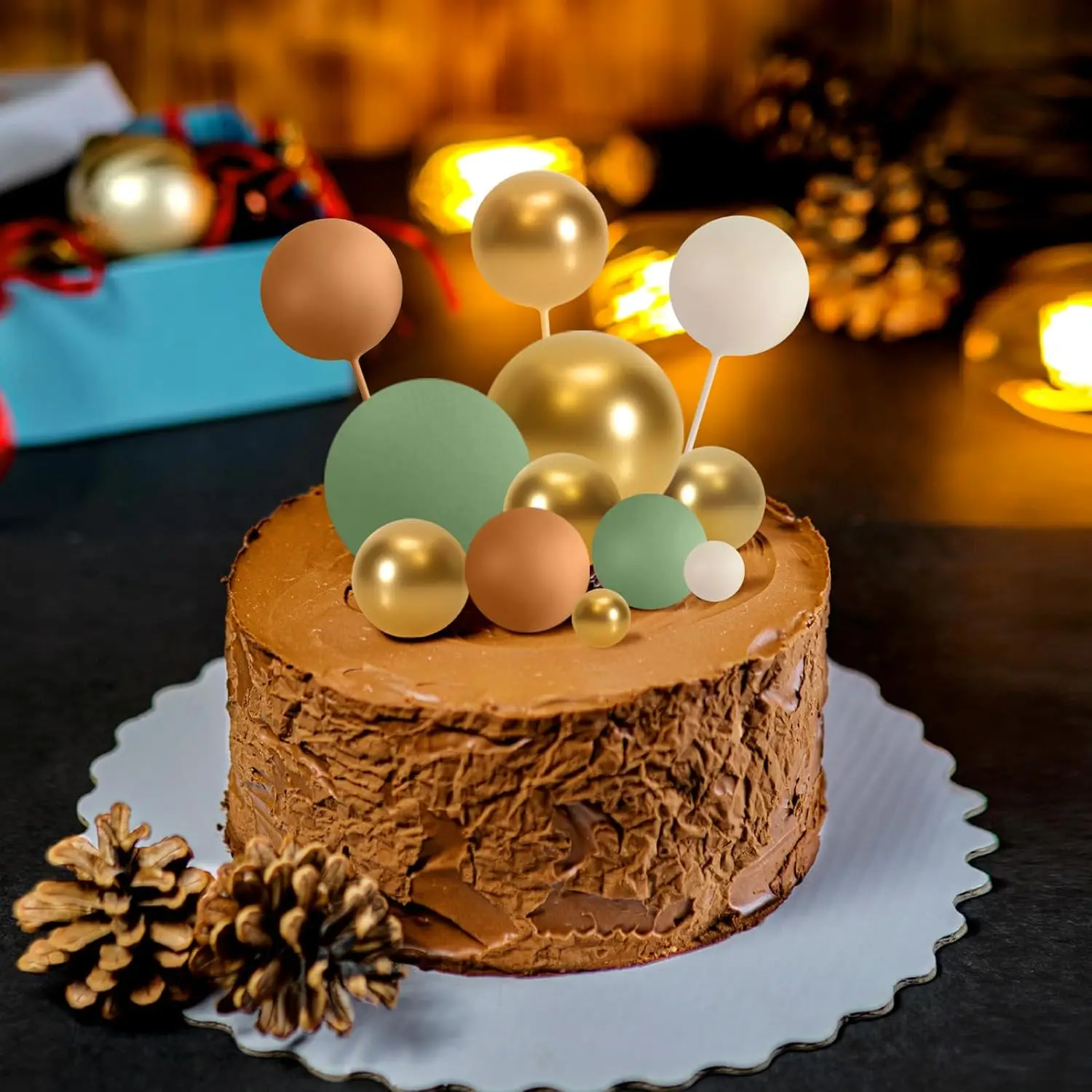 32 Stück Weihnachtskugel-Kuchenaufsatz, Dekorationen, Schaumstoffkugeln, Kuchenaufsatz, Kugeln, Kuchendekorationen für Hochzeit, Party, Geburtstag – Detail 39