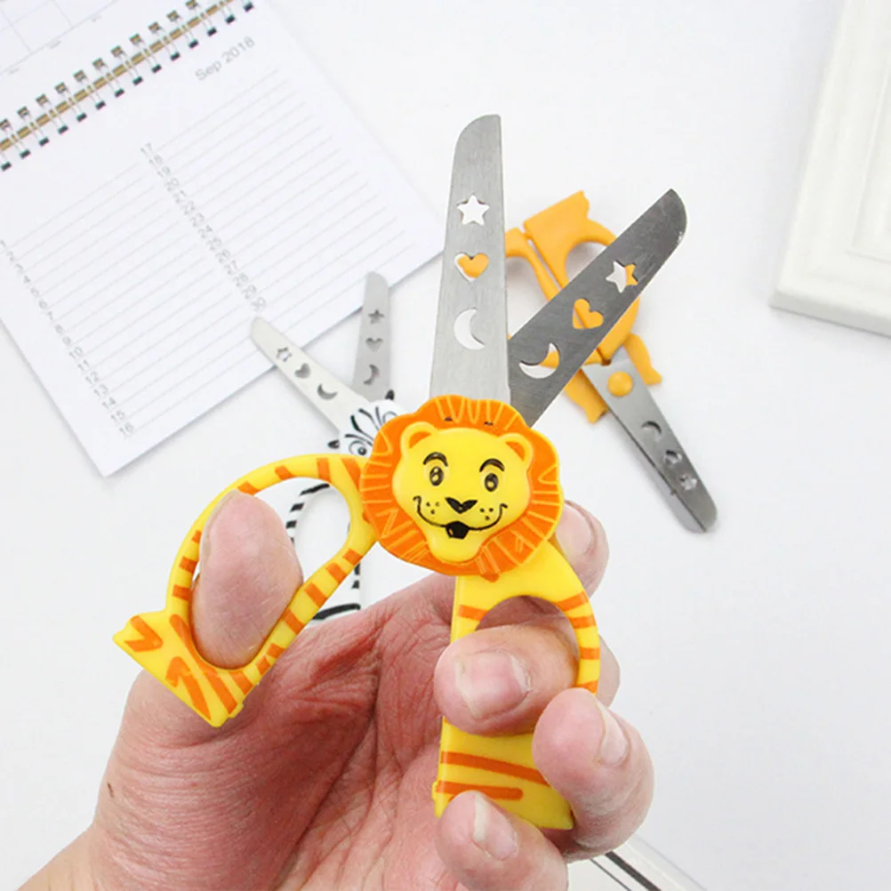 3Pcs Anti Scratch Scissors Precise Cuts Cartoon Animal Design Zebra Tiger Lion for DIY Crafts Cartoon Scissors