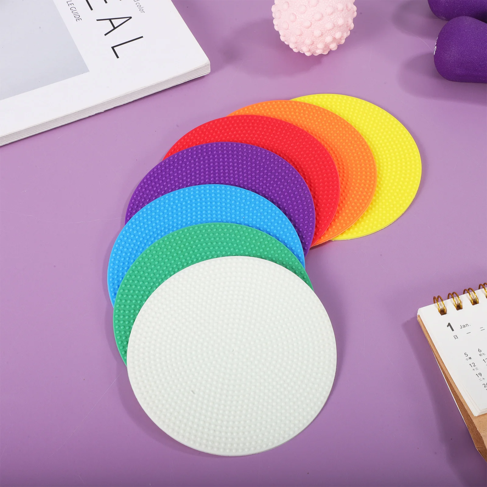 14 قطعة علامات بقعة أرضية مستديرة مسطحة معدات تدريب خفة الحركة الملونة الفصول الدراسية كرة القدم كرة السلة علامات الممارسة الرياضية #2