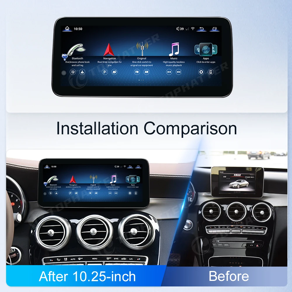 10.25 Car Radio For Mercedes Benz C GLC V Class W205 W447 S205 2014-2018 CarPlay Android Auto Multimedia Player 668S Screen DSP