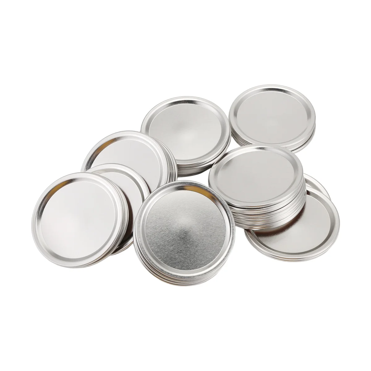 50 Pcs Wide Mouth 86 MM Jar Canning Lids, Reusable Leak Proof Split-Type Silver Lids with Silicone Seals Rings