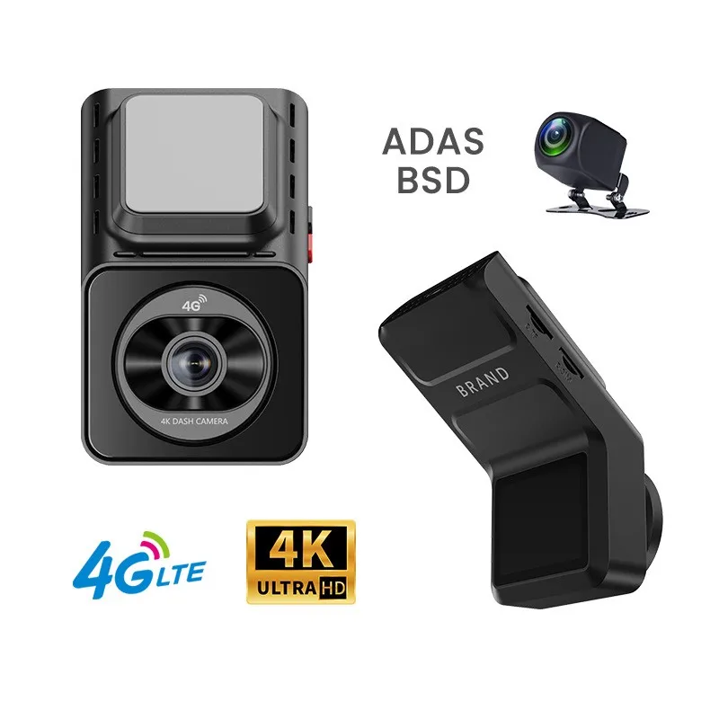 2Inch 4K 4G Dashcam With Dual Lens Record Wifi GpsTrackingFit Remote live Video Check On Phone 12-24V Power Supply  Car Camera
