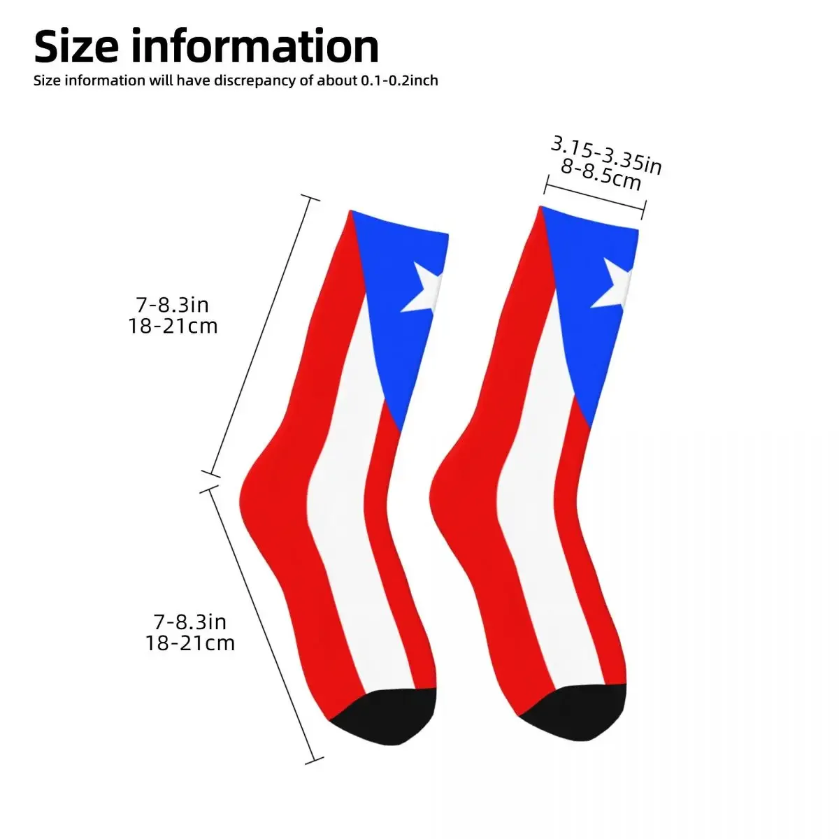 Retro Flag of Puerto Rico Men's Socks Unisex Harajuku Pattern Printed Happy Crew Sock Gift