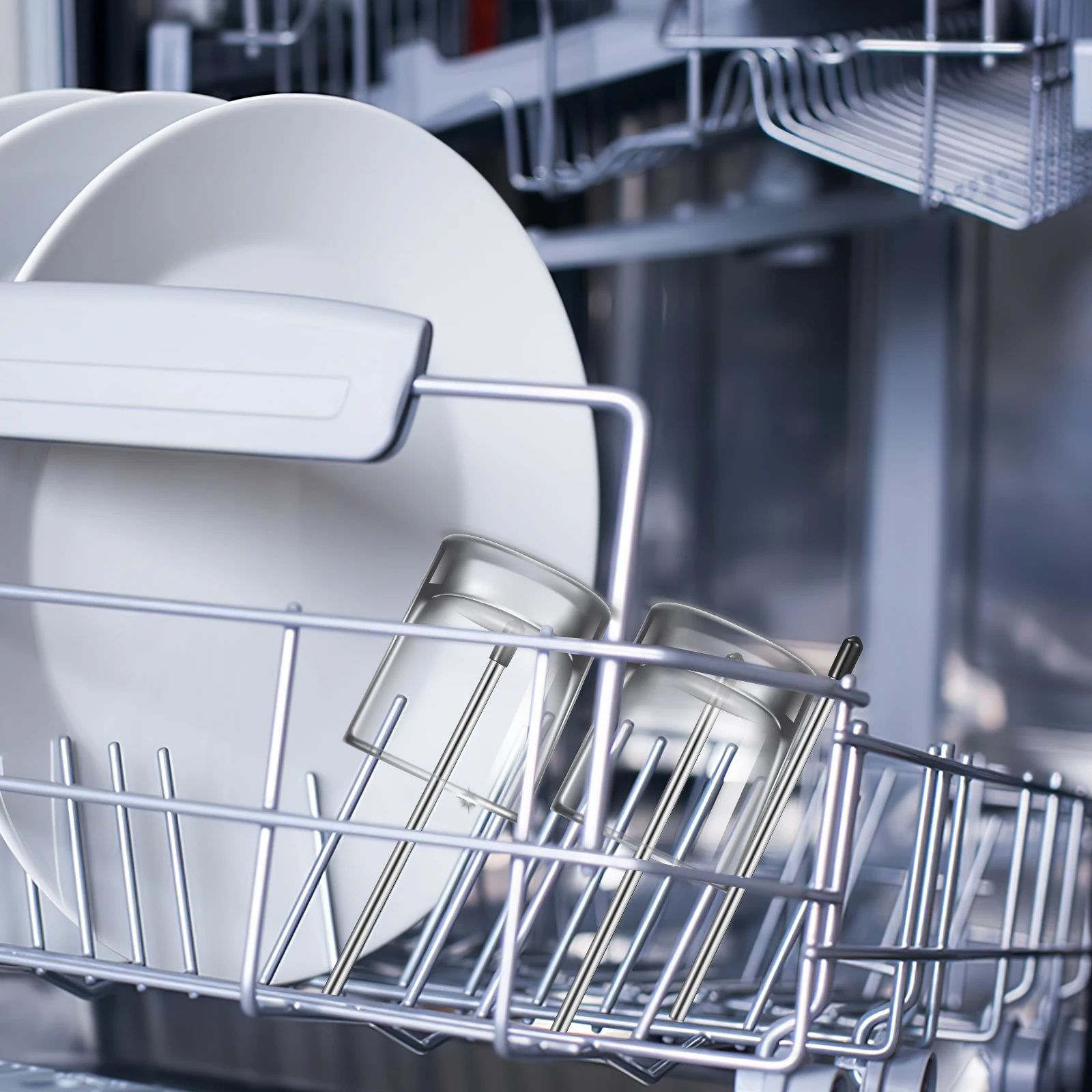 8 pcs Rack Stainless Bottle Holder For Dishwasher Steel Bottle Drainer Rods Compatible Glass Holder For Stemware Storage