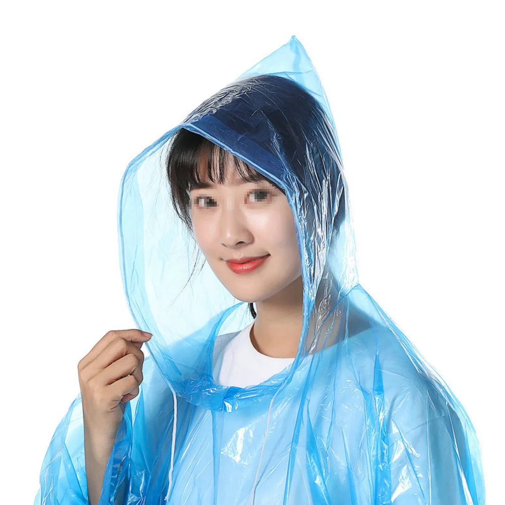 5 szt. Jednorazowe płaszcze przeciwdeszczowe, wodoodporne, przenośne, odzież przeciwdeszczowa na zewnątrz, poncho kempingowe, osłona przeciwdeszczowa dla dorosłych, niebieskie, 140x90 cm
