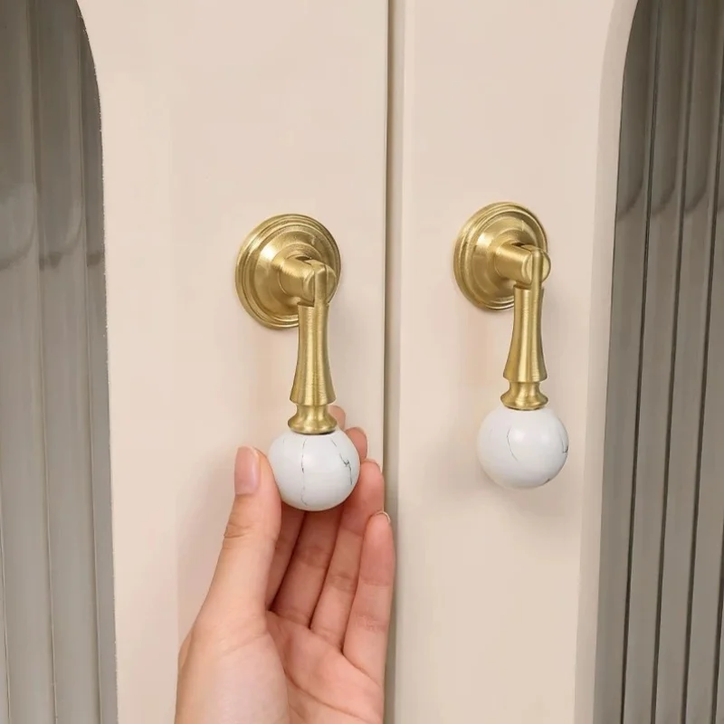 Solid Brass Natural Colorful Crystal Wardrobe Closet Door Pulls Kitchen Cabinet Pulls Drawer Knobs Cupboard Furniture Handles