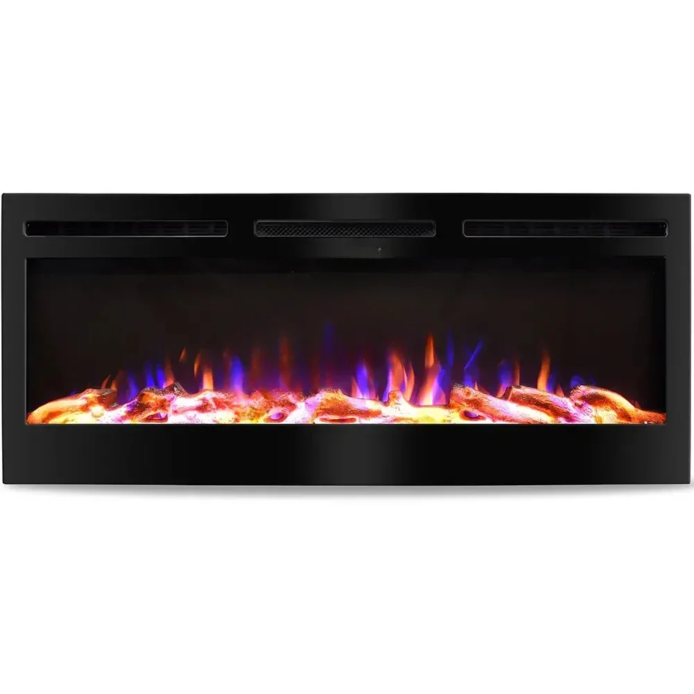 1500W Electric Fireplaces For Living Room Wood Decorative 3d Flame Indoor Recessed Wall Mounted Home Heater With Remote Control
