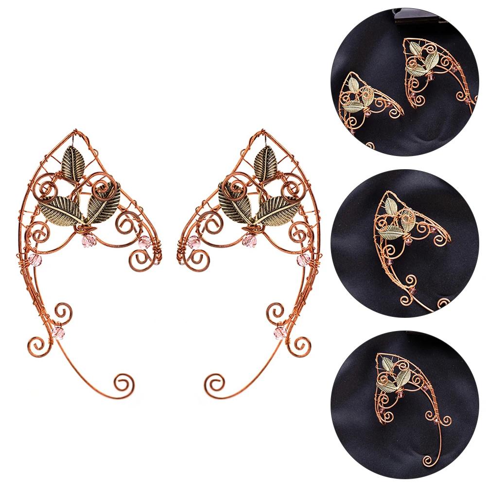 

2PCS Alloy Ear Clip Comfortable Non Piercing Women Accessories Fairy Cuffs Pearl Earrings cosplay Elf Ear Decor