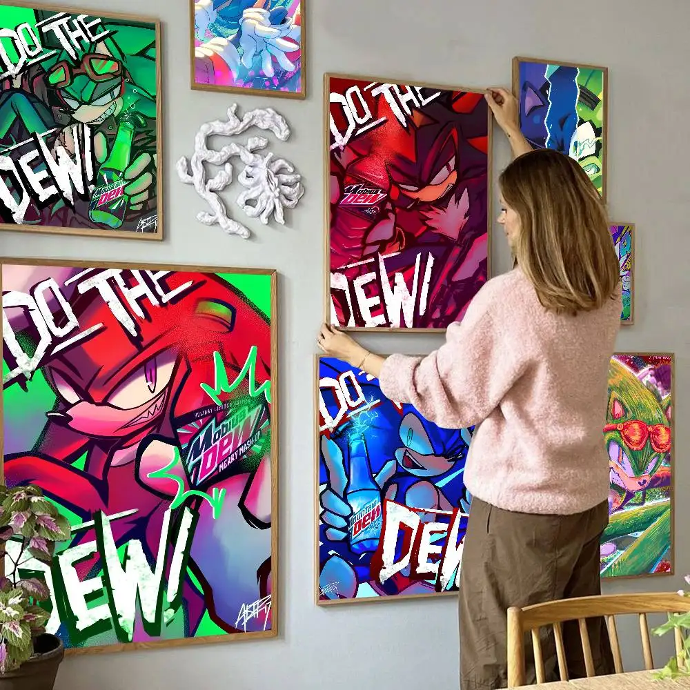 1PC Classic Anime Sonic Characters Anime Posters Sticky Whitepaper Sticker DIY Room Bar Cafe Kawaii Room Decor
