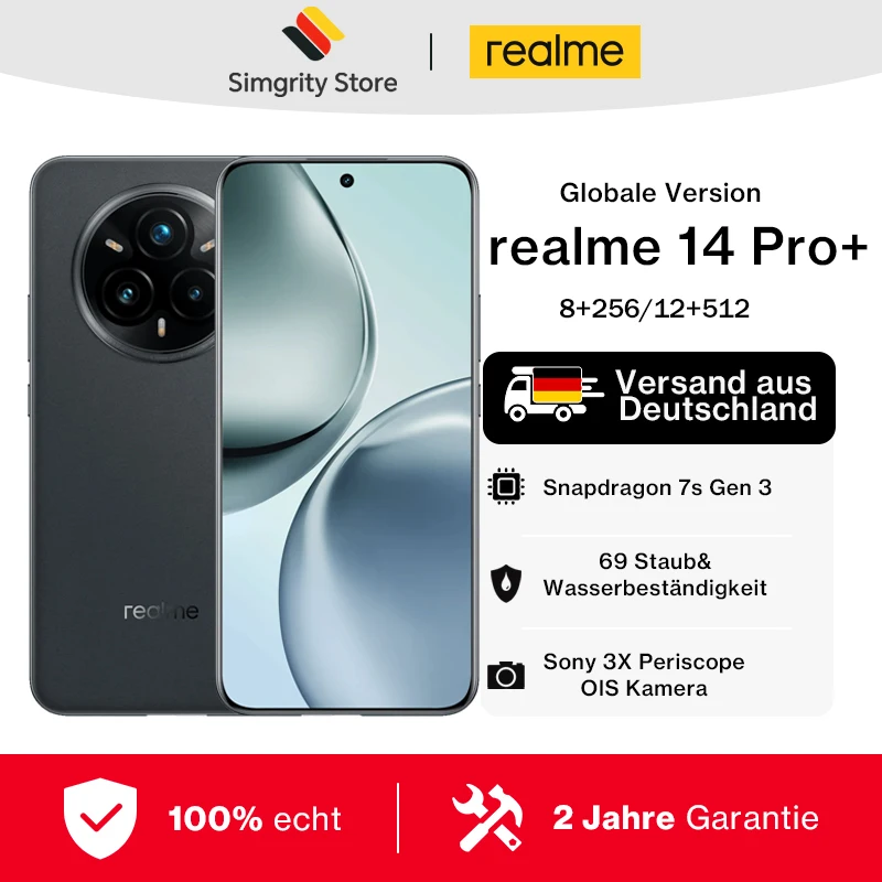 Version globale realme 14 Pro+ 5G Smartphone Sony 3X Periscope OIS Caméra Snapdragon7s Gen 3 80W SUPERVOOC Charge IP69 Version globale realme 14 Pro+ 5G Smartphone Sony 3X Periscope OIS Caméra Snapdragon7s Gen 3 80W SUPERVOOC Charge IP69