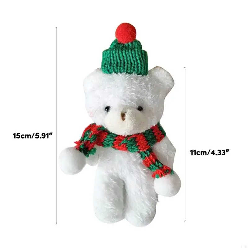 45be Gấu sang trọng đáng yêu với chiếc mũ Giáng sinh Khăn nhồi động vật mềm Plushie Bear Bead búp bê đồ chơi cho trẻ Quà tặng