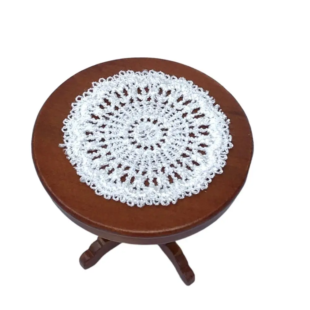 2pcs Knitting Miniatures Table Placemat Furniture Simulative Knitting Table Placemat Lace Circular Dollhouse Table Placemat