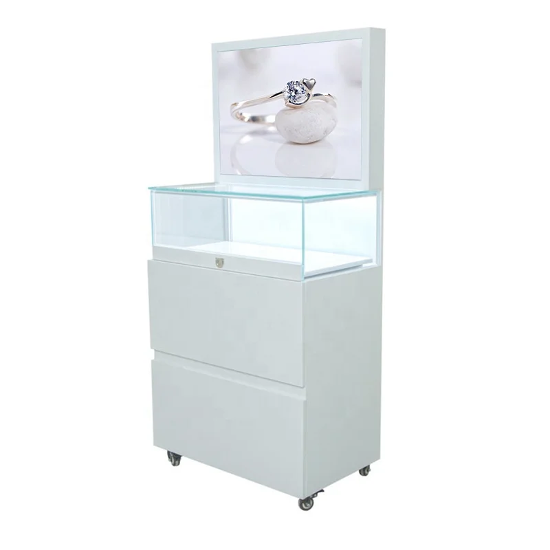 2025customized. high quality jewelry shop furniture retail wood jewelry display cabinet boutique jewelry showcase with lock