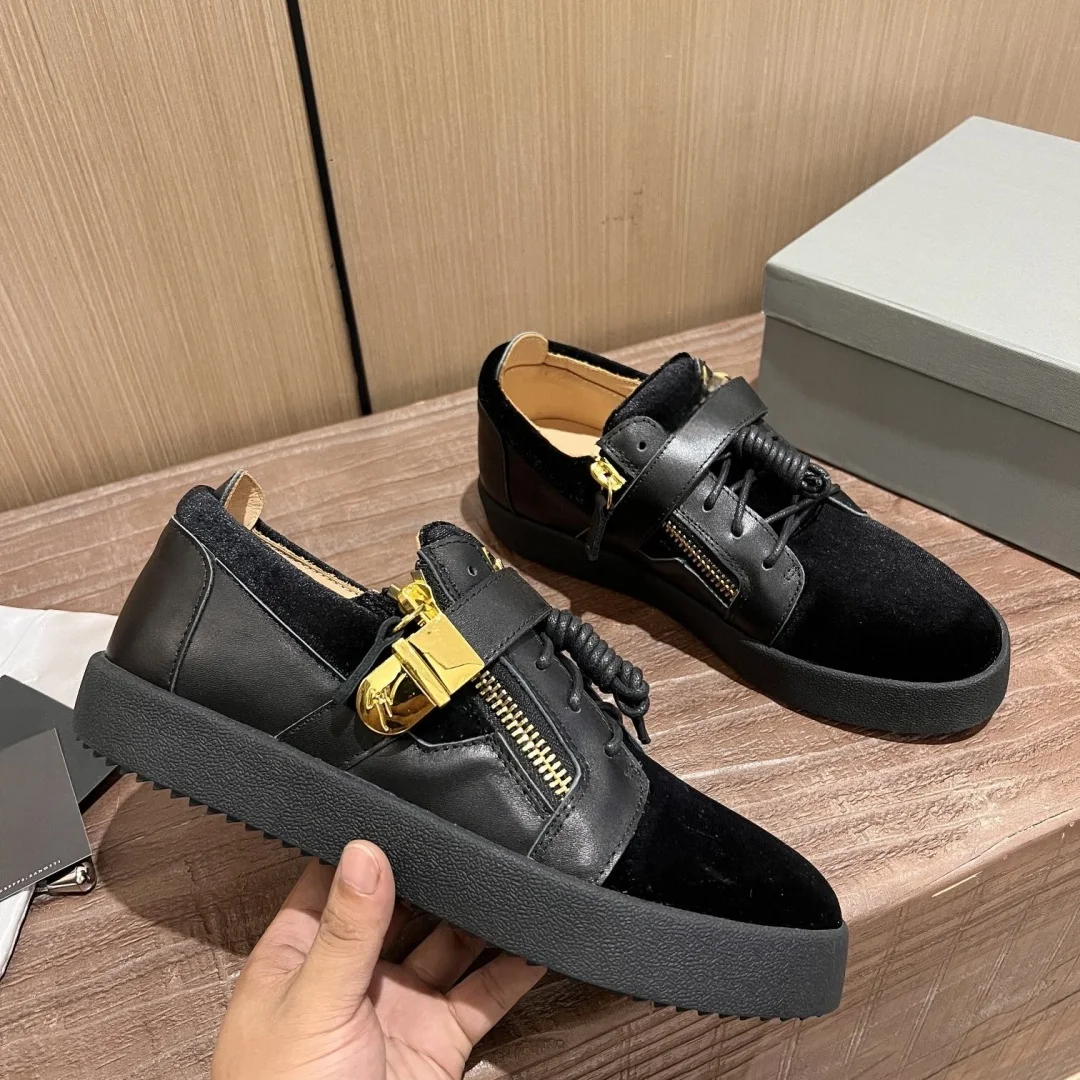 Top Hight Quality Casual Sneakers For Men and Women Real Leather Brand Designer Unisex Tennis Shoes GZ Zipper Loafer Shoes G0413 - Image 4