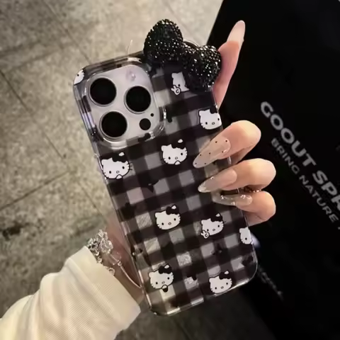 Lustre Lining Phone Case for Samsung Galaxy S20 FE S21 S22 Plus S23 S24 S25 Ultra A51 A30S A20 Candy Diamond Bowknot Hello Kitty