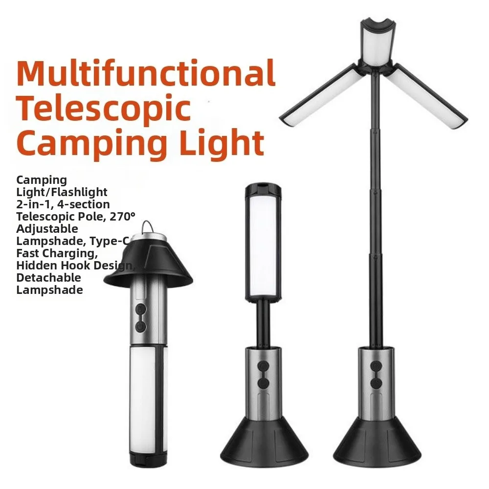 

LED Light Camping Light USB Rechargeable Telescopic Emergency Lamp with Stand Base with Hook Telescopic Flashlight Work Light
