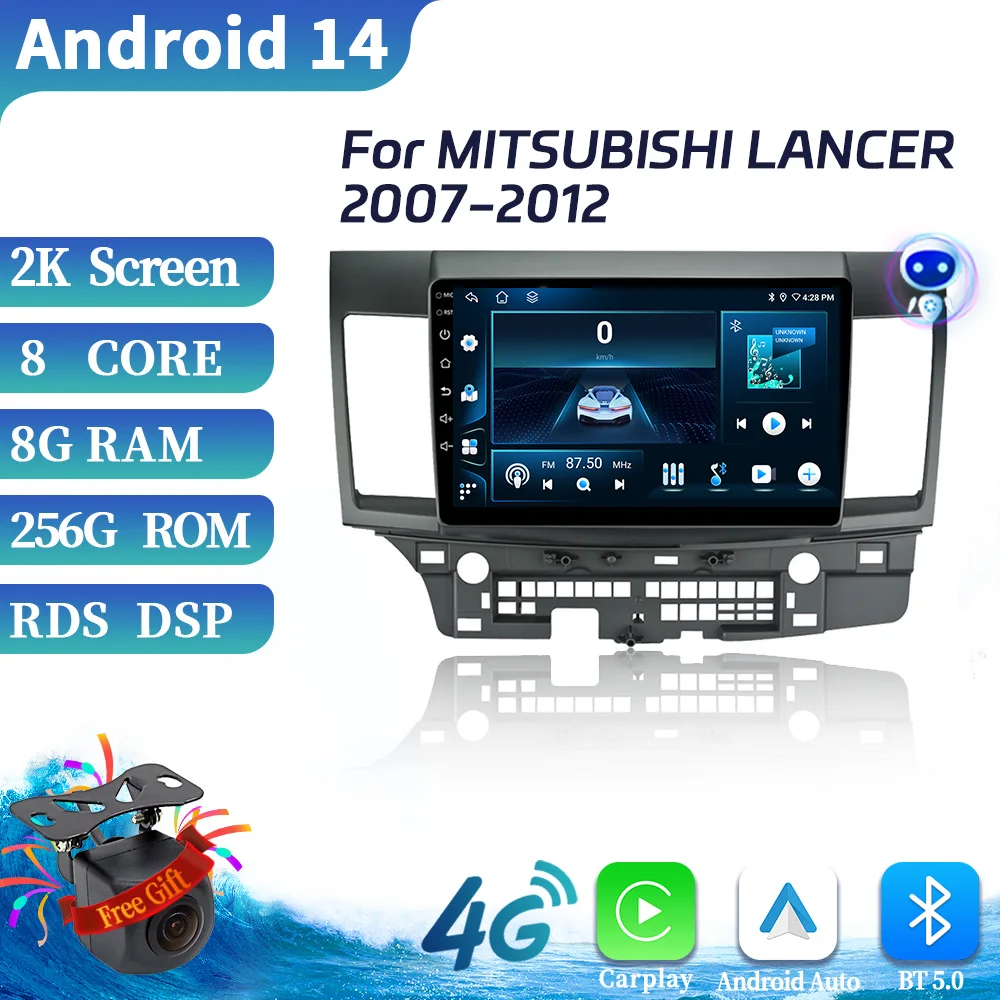 

For MITSUBISHI LANCER 2007-2012 Car Radio Multimedia Video Wireless Apple BT Carplay Android 14 Navigation Touch Screen Stereo