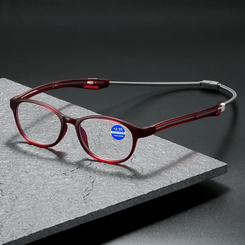 Unisex Ultralight Magnet Hanging neck Reading Glasses Magnifier Women Men Adjustable Legs Presbyopia Spectacles +1.0~+4.0 L3