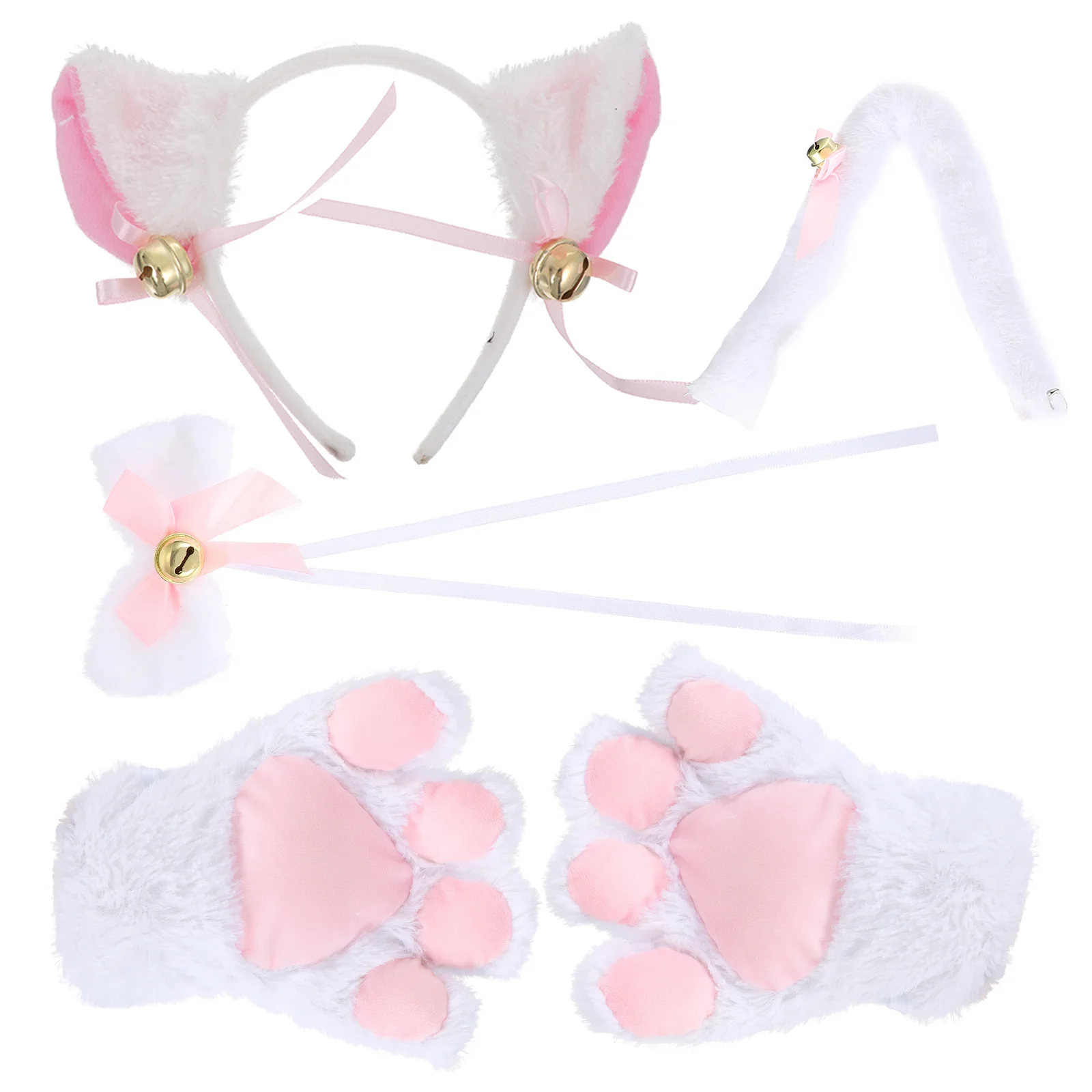 

1 set Cat Costume Set Ears Headband Tail Paw Accessories Kitten Cosplay Outfit For Women Masquerade Party Role Play Event