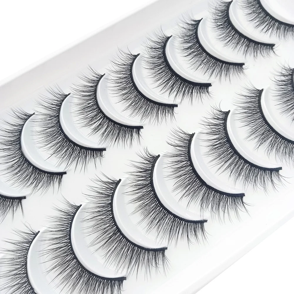 10 Pairs 3D Fluffy False Eyelash Self Adhesive Eyelashes No or Glue Needed Design for Beauty Blogger Makeup Lover Beauty Tools