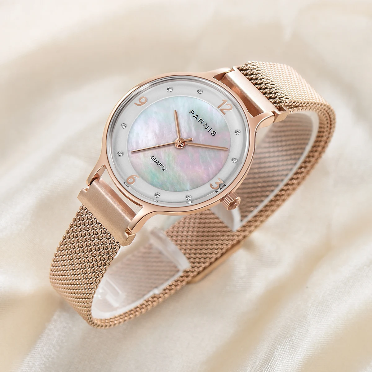 New Parnis 30mm Rose Gold Quartz Women's Watch Waterproof Magnet Strap Women 6.6MM Thickness Ultra-thin Watches Top Luxury Brand