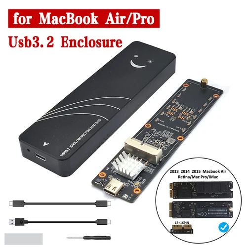 Imagen 1 del producto Para Macbook SSD caja NVMe M2 SSD para Apple Macbook Air Pro Retina 2013 2014 2015 2016 2017 USB 3,2 a MAC M.2 Box