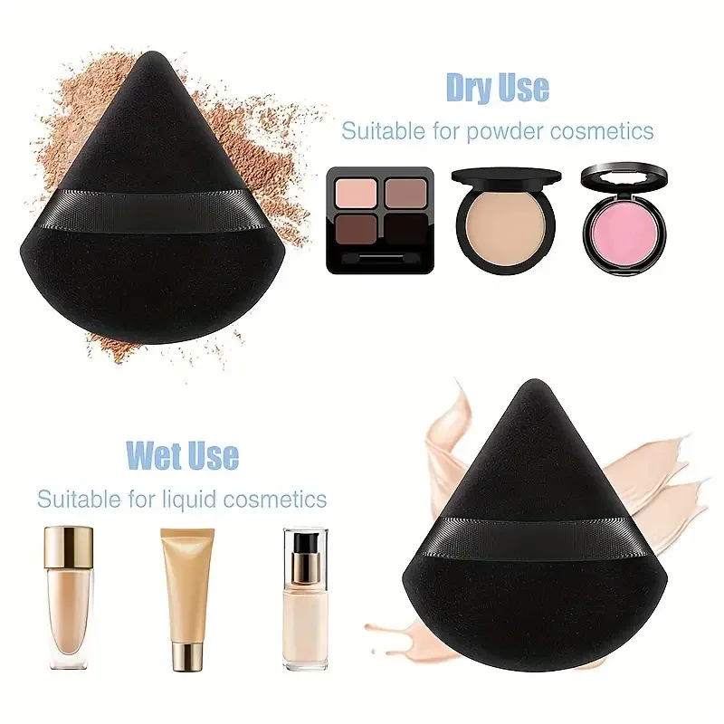 Juego de brochas de maquillaje de 3 uds con 2 esponjas de polvo Triangulares, brocha correctora de contorno de base de doble uso en seco y húmedo, herramientas de brochas cosméticas