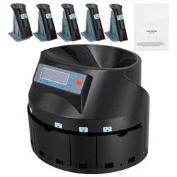 VEVOR 230/300 Coins/Min USD Coin Sorter Counter Professional Electric Automatic Machine LED Display for School Shop Bank Black