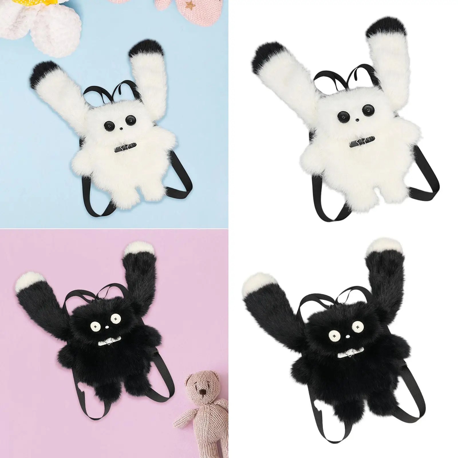 Plüsch-Häschen-Rucksack, Schultasche mit verstellbarem Riemen, weich, für Reisen, lässig, süß