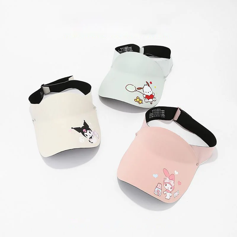 Sanrio Hello Kittys Kuromi Sun Hat Kawaii Cartoon Kids Summer light thin No trace Sunscreen Empty Top Sun Hat children Toys Gift