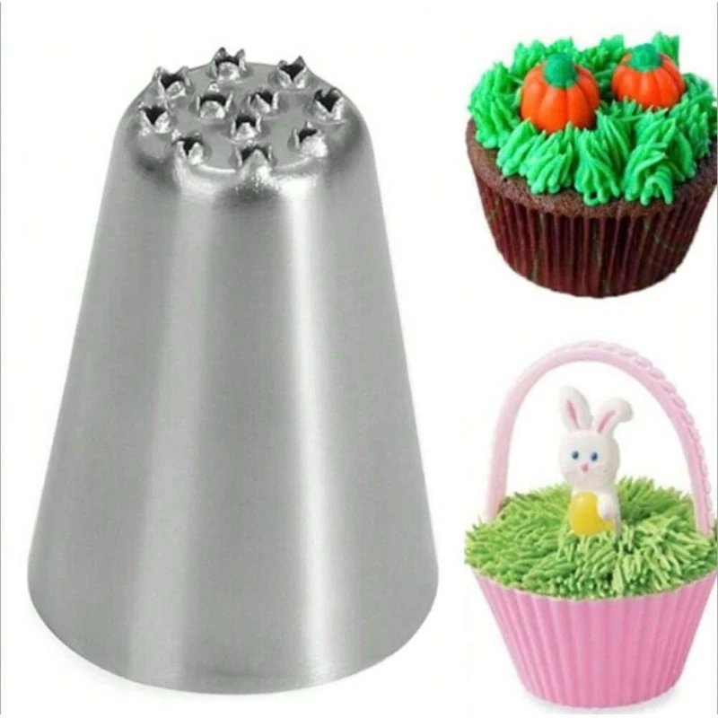 3Pc Stainless Steel Grass Cream Icing Nozzles Small Grass-Shape Decoration Mouth for Pastry Cake Decorating Essential Baking