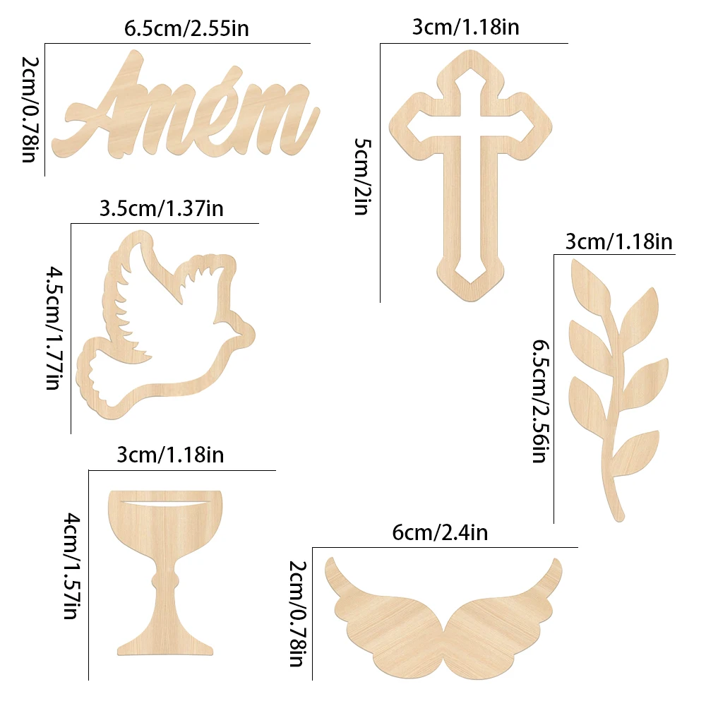 6PCS Baby Shower baptism communion Cake Topper wooden cross side set ornaments party decoration