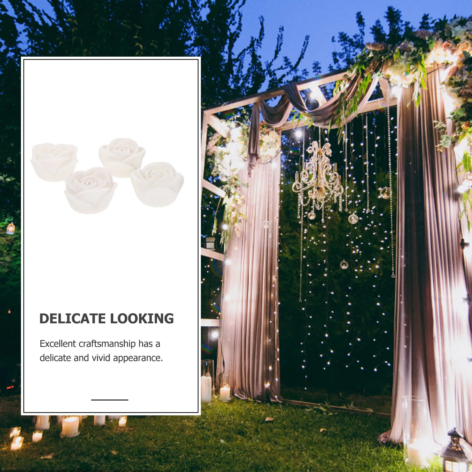 

4 Pcs LED Electronic Rose Flower Light Smokeless Flameless Party Decor Safe Family Pets Durable Plastic LED