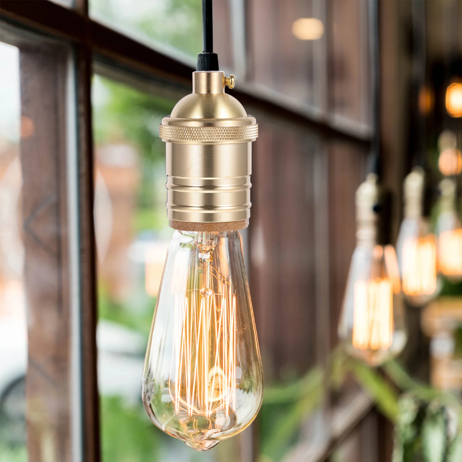 

Copper Vintage Lamp Socket Holder E27 E26 Screw-in Bulb Holder Lock-Wire Core Secure Retro Light Socket Replacement