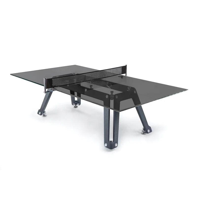 Best Selling Customised Sports & Leisure High Quality Black Glass and Stainless Steel Table Tennis Table Set