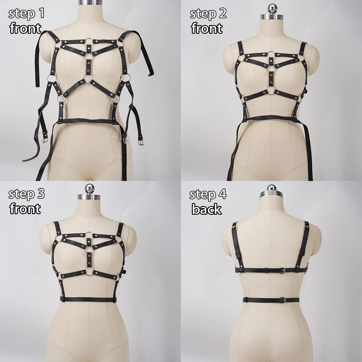 ملابس داخلية جلدية تسخير حزام مثير الجسم تسخير للنساء الملابس القوطية حزام الملابس الداخلية القوطية الوثن الملابس والاكسسوارات الأربطة