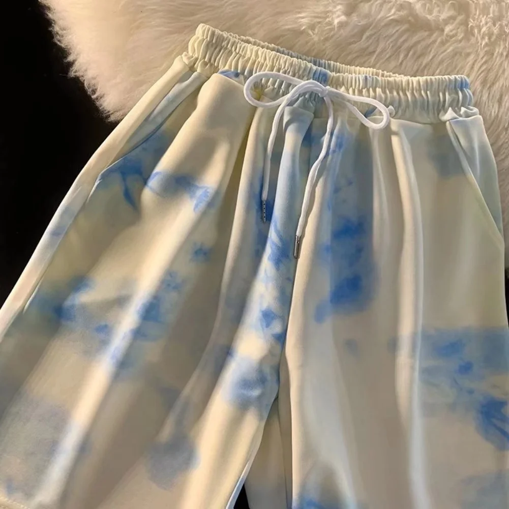 Men's Tie Dye Print Loose Shorts Elastic Waist Drawstring Comfortable Summer Beach Casual Wear Size M up to 3XL