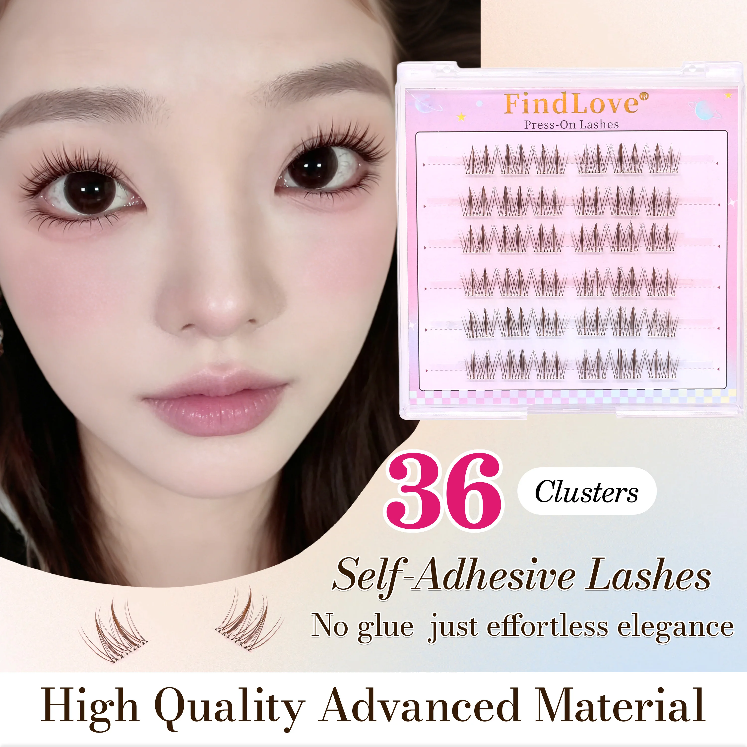 Nouvelle Arrivée Extensions de Cils Naturels Effilés Auto-adhésives DIY avec Pince à Épiler Maquillage Longue Durée Réutilisables Cils Adaptés aux Débutants