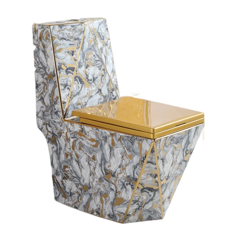 

Цветной сифонный тип, персонализированный золотой, с защитой от брызг и замерзания трещин, большой диаметр, бесшумный цельный унитаз